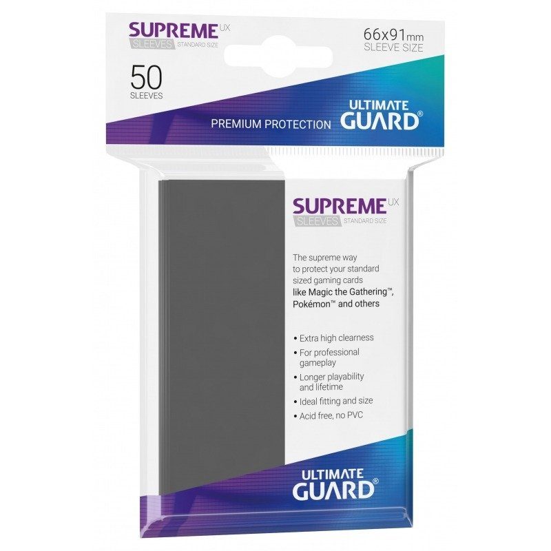 SUPREME UX (mørkegrå) Deck Protector Sleeves 50 stk. top-loading (66x91mm)