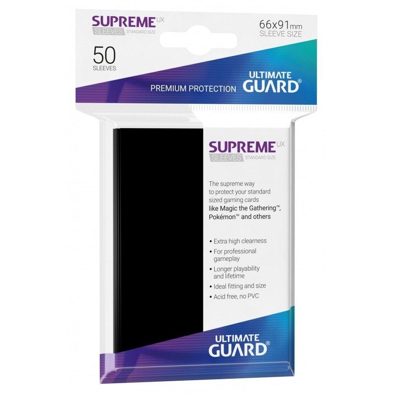 SUPREME UX (sort) Deck Protector Sleeves 50 stk. top-loading (66x91mm)
