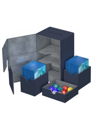<STRONG>Deck box (Blå) - Twin Flip'n'Tray 160+ XenoSkin™ - Ultimate Guard</STRONG> - Åben Box
