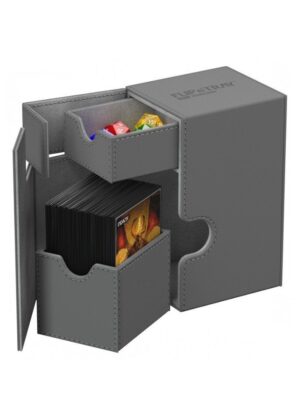 <STRONG>Deck box (Grå) - Flip'n'Tray 80+ XenoSkin™ - Ultimate Guard</STRONG> - Åben Box