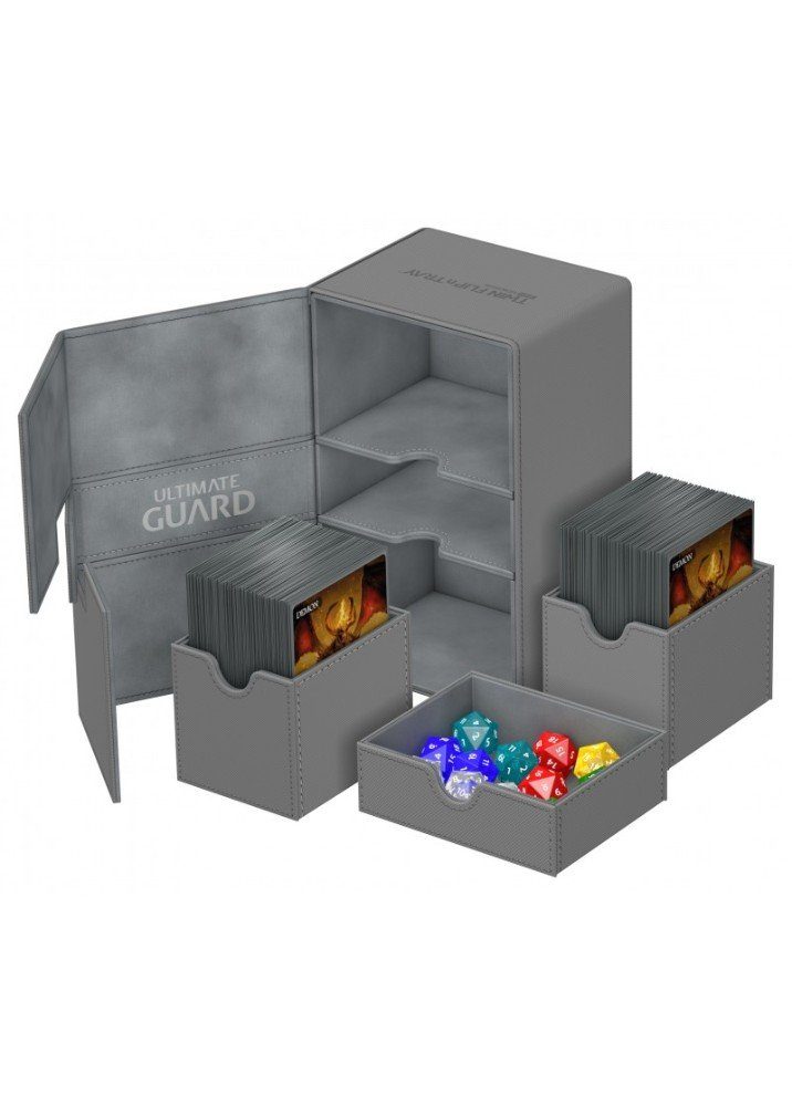 Deck box (Grå) - Twin Flip'n'Tray 160+ XenoSkin™ - Ultimate Guard - Åben Box