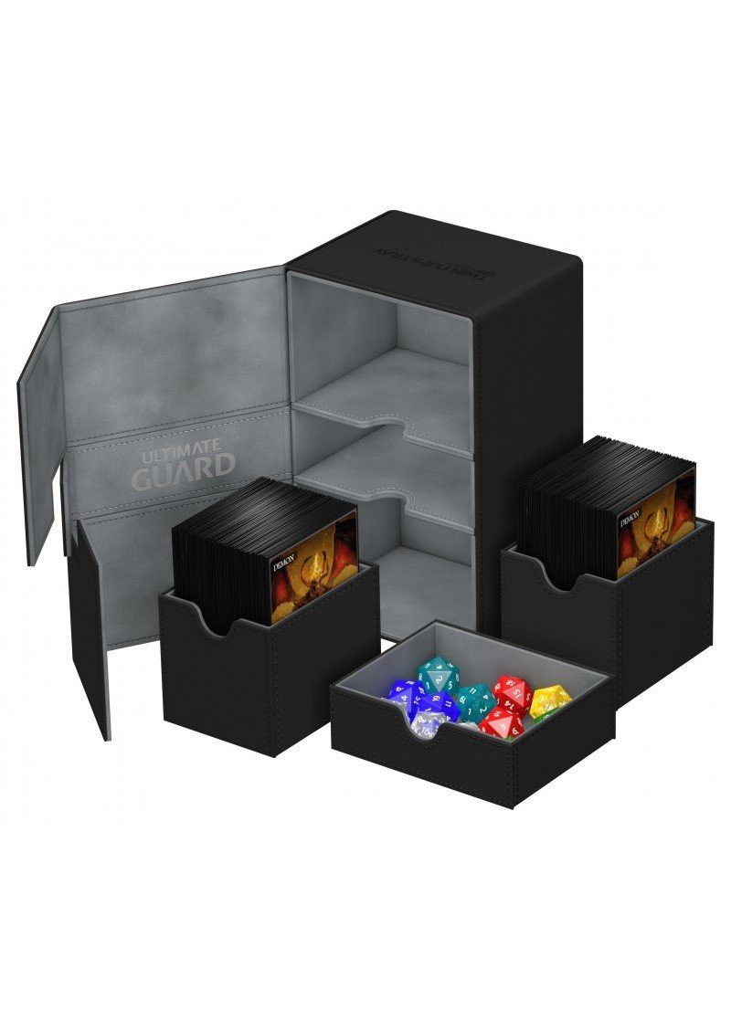 Deck box (Sort) - Twin Flip'n'Tray 160+ XenoSkin™ - Ultimate Guard - Åben Box