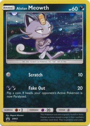Alolan Meowth blister pack (3 stk.) - S&M Burning Shadows - Alolan Meowth SM43 - Pokemon Promokort fra Sun & Moon serierne
