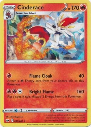 Cinderace Long-Eared & Double-Quick Offense - Theme Deck - Scorbunny 036/202 Cracked Ice Holo