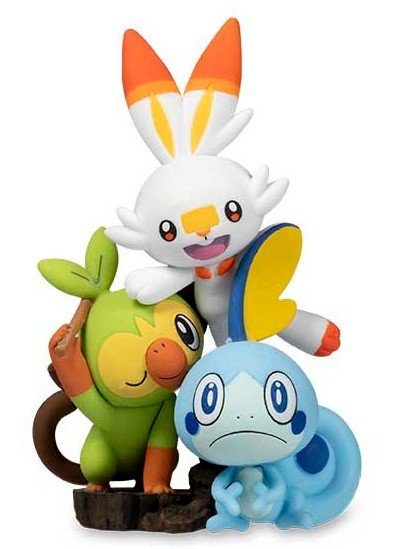 Sword & Shield Figure Collection Box. - Pokemonfigur med Grookey, Scorbunny og Sobble