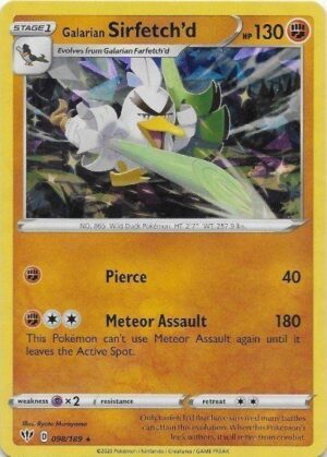 Galarian Sirfetch'd - Theme Deck - Galarian Sirfetch'd 098/189 SWSH Darkness Ablaze - Cracked Ice Holo