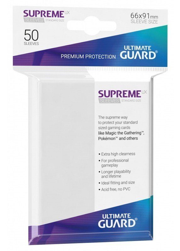 SUPREME UX (Klar) Deck Protector Sleeves 50 stk. top-loading (66x91mm)