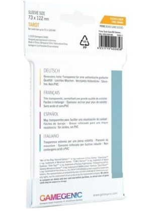 Gamegenic Booster Pack Sleeves 50 stk (73x122) - Gamegenic Tarot Booster Pack Sleeve - Bagside
