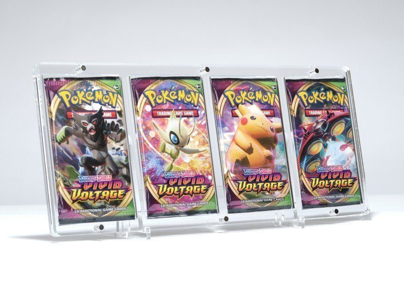 Magnetisk holder til fire Pokémon Boosterpakker (S&M & SWSH) - Legendary Card Collector - Magnetisk holder til udstilling og beskyttelse af fire Pokémon Boosterpakker