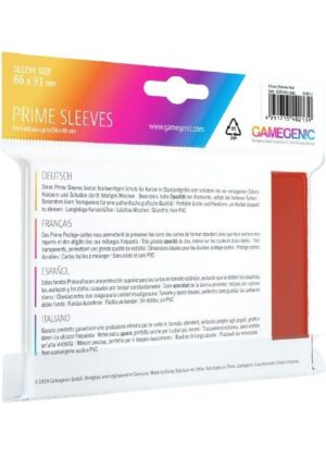 Prime standart (Rød) Deck Protector Sleeves 100 stk. top-loading (66x91mm) - Prime standart (Rød) - Bagside