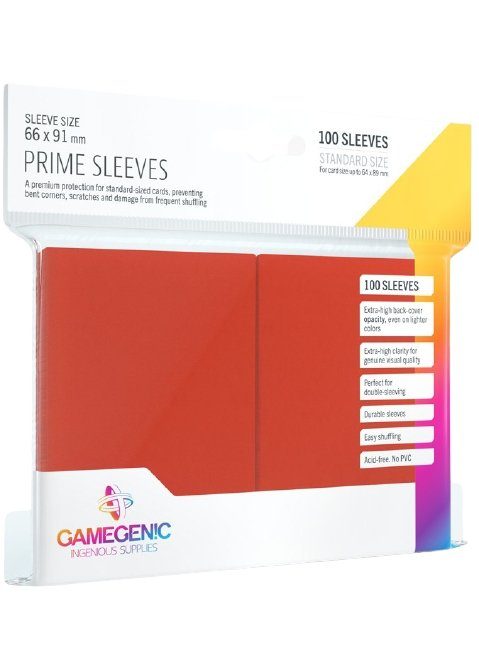 Prime standart (Rød) Deck Protector Sleeves 100 stk. top-loading (66x91mm)