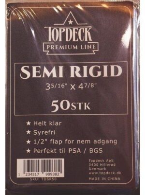 Semi Rigid Card Saver 50 stk. top-loading (84x123mm) - Topdeck Premium Line