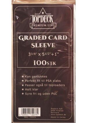 Sleeves til PSA kort - Graded Card Sleeves 100 stk. top-loading (85x139mm) - Topdeck Premium Line