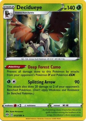 Decidueye blister pack (1 stk.) - SWSH Chilling Reign - Decidueye 013/189 (Holo) - Sword & Shield Darkness Ablaze