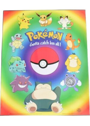 Plakat B - Pokeball og 10 forskellige pokemon