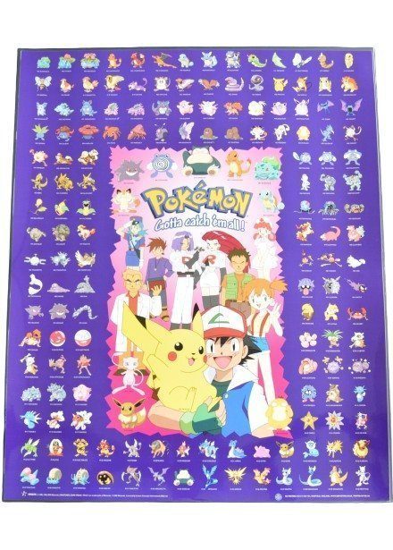 Plakat G - Ash og vennerne samt 150 Kanto pokemon