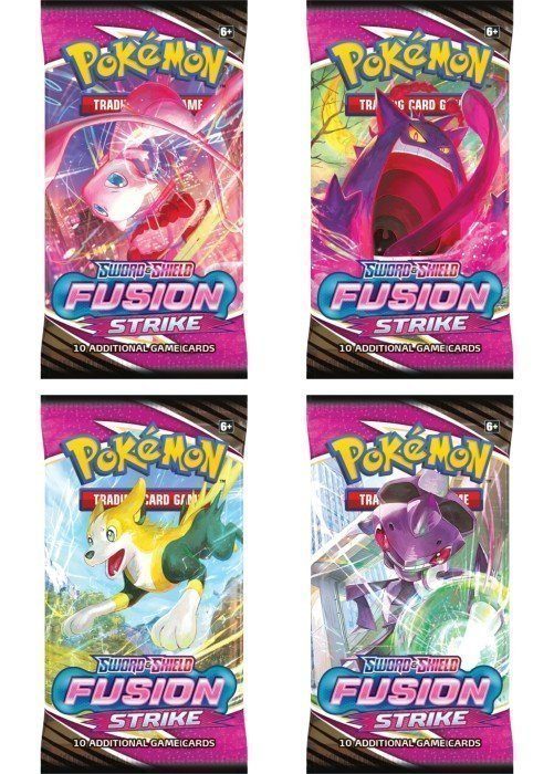 Booster Pack full artwork set (4 stk.) fra SWSH Fusion Strike.