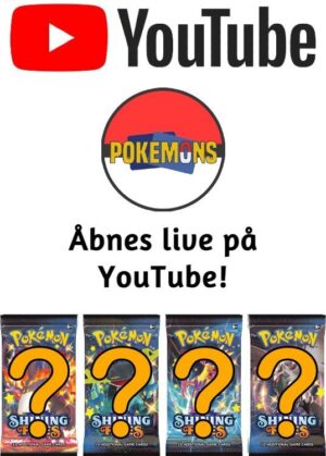 Pokemon SWSH Shining Fates Booster Pack (4 stk) - live opening på YouTube