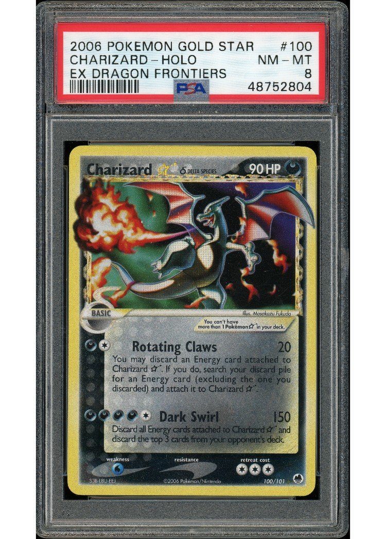 Charizard * 100/101 PSA 8Charizard * 100/101 PSA 8 - Bagside