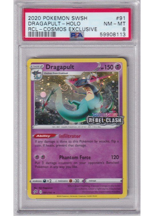 Dragapult Rebel Clash Stamp 091/192 PSA 8