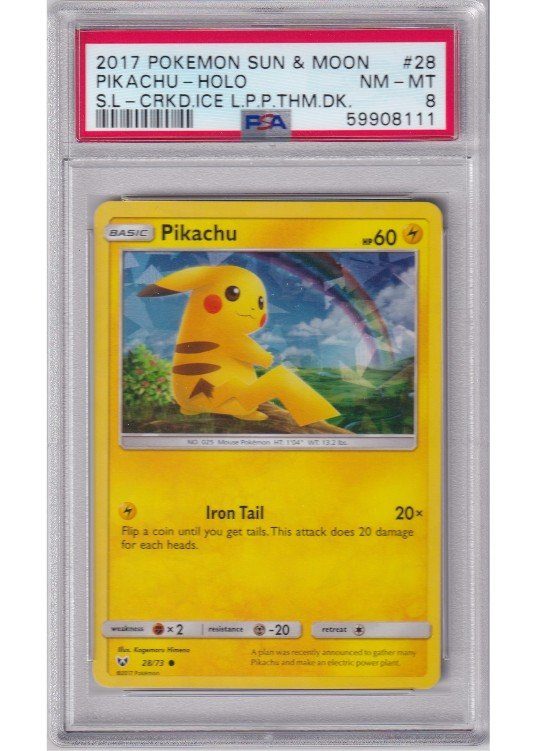 Pikachu Cracked Ice Holo 28/73 PSA 8
