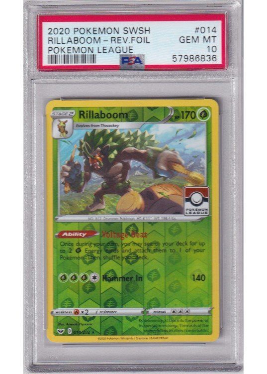Rillaboom Pokémon LEAGUE Stamp 014/202 Reverse Foil PSA 10