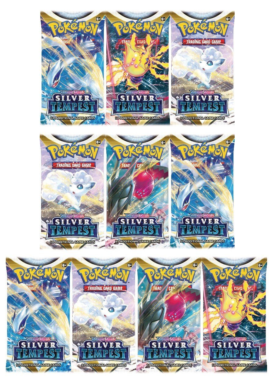 10 Booster Pakker fra SWSH Silver Tempest