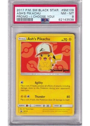 Ash's Pikachu SM109 PSA 8