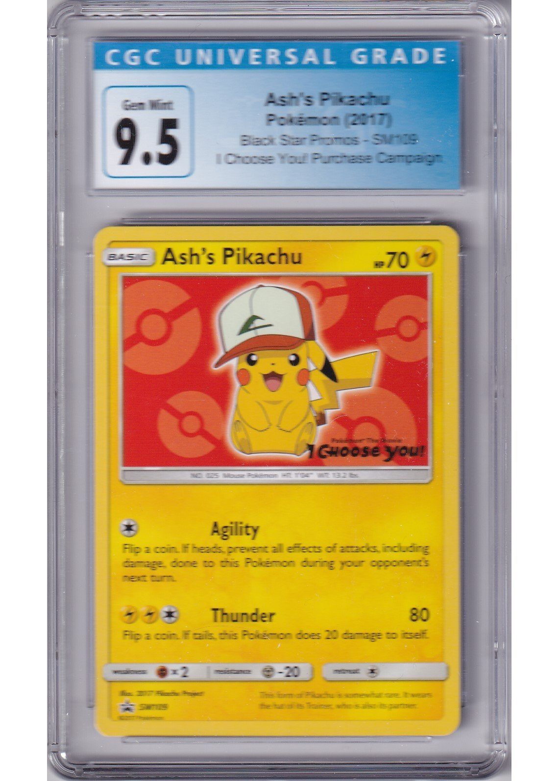 Ash's Pikachu SM109 cgc 9.5