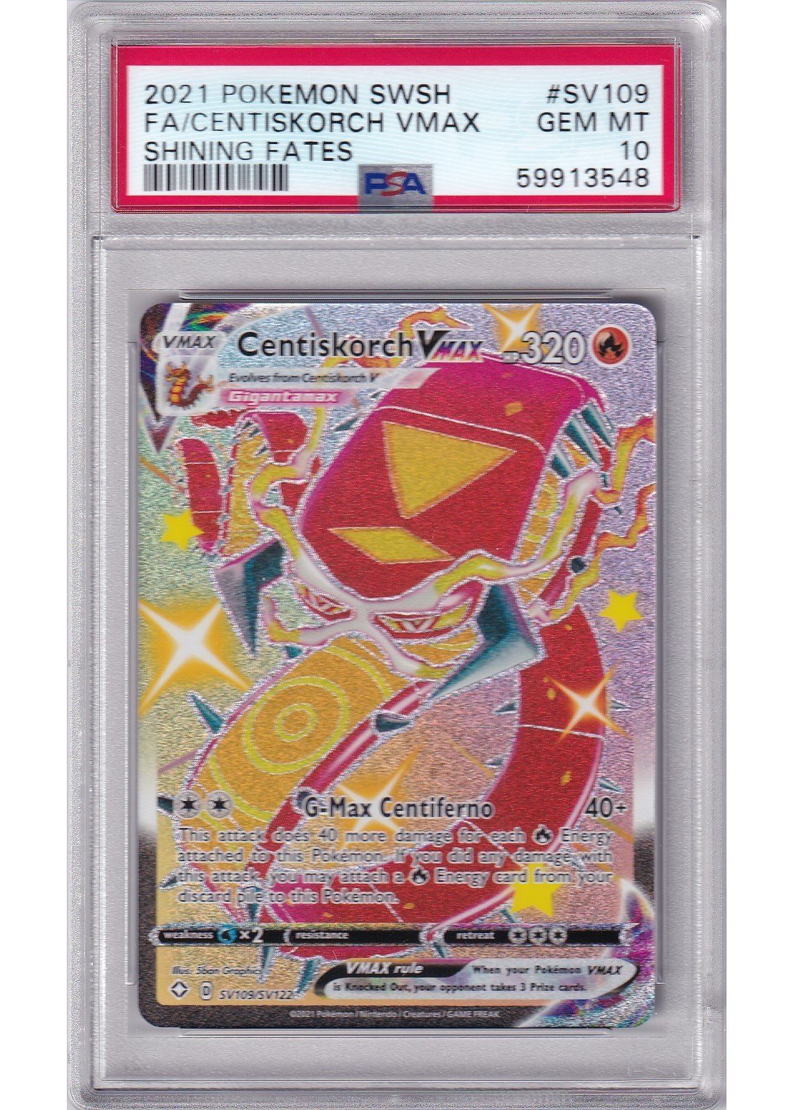 Centiskorch VMAX SV109/SV122 PSA 10