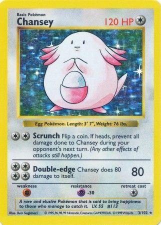 Chansey - 3/102 - Shadowless (Holo)