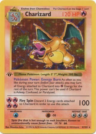 Charizard - 4/102 - 1st Edition (Holo) - Pokemon enkeltkort fra