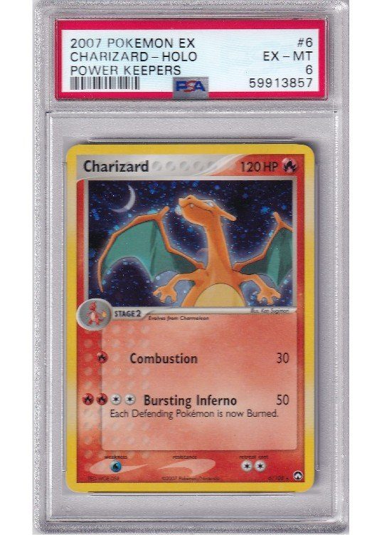 charizard pokemon card 6/108 Mega EX 108/106 FlashFire Holo Secret Rare Near proof acrylic case and featuring a striking image of the captivating character EX POWER KEEPERS TOP 9