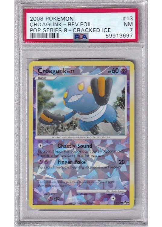 Croagunk Cracked Ice Holo 13/17 Reverse Foil PSA 7