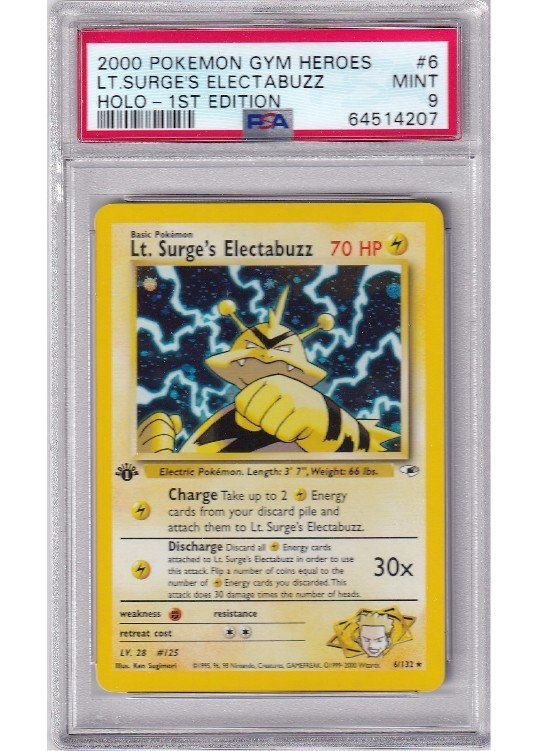 Lt. Surge's Electabuzz 6/132 1st Edition PSA 9