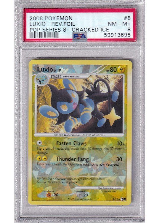 Luxio Cracked Ice Holo 8/17 Reverse Foil PSA 8