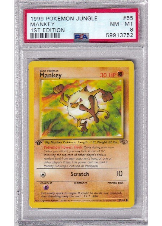 Mankey 55/64 1st Edition PSA 8
