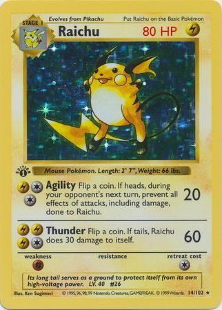 Raichu - 14/102 - 1st Edition (Holo)