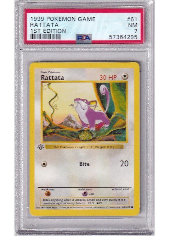 Rattata – 61/102 – 1st Edition – PSA 7