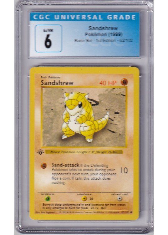 Sandshrew – 62/102 – 1st Edition – CGC 6