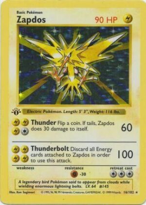 Zapdos - 16/102 - 1st Edition (Holo)
