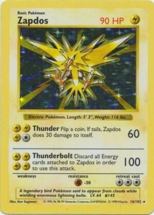 Zapdos - 16/102 - Shadowless (Holo)