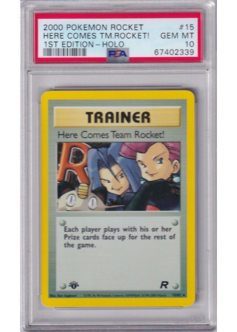 Here Comes Team Rocket! PSA 10 - Gradede pokemon kort på Pokemons.dk