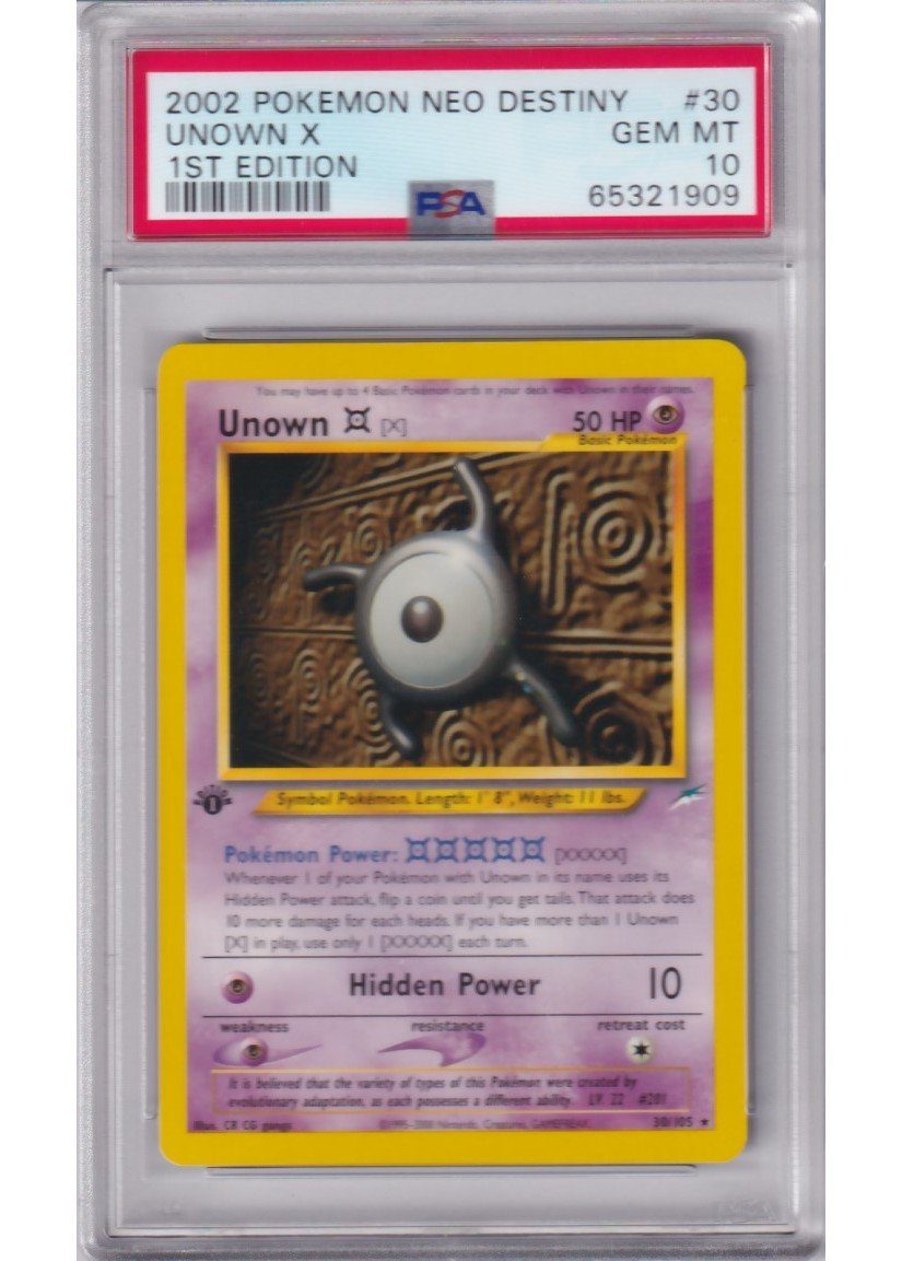 Unown X 30/105 1st Edition PSA 10