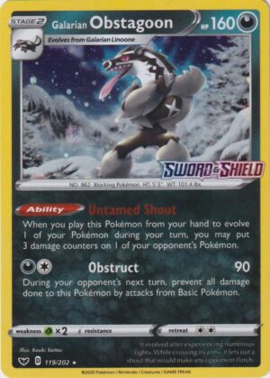Galarian Obstagoon - 119/202 - Sword & Shield Stamp