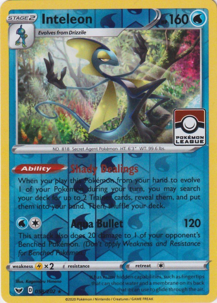 Inteleon – 058/202 – Reverse – Pokémon League Stamp