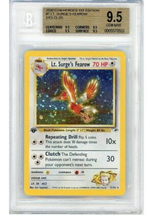 Lt. Surge's Fearow 7/132 1st Edition BGS 9.5