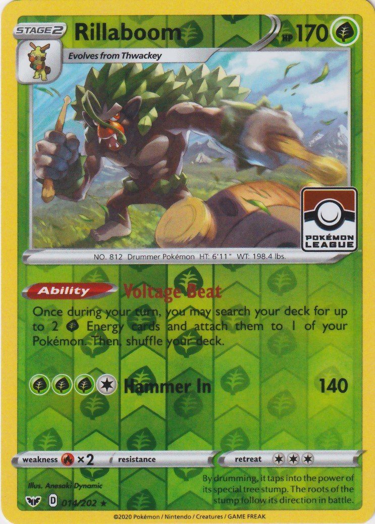 Rillaboom – 140/202 – Reverse – Pokémon League Stamp