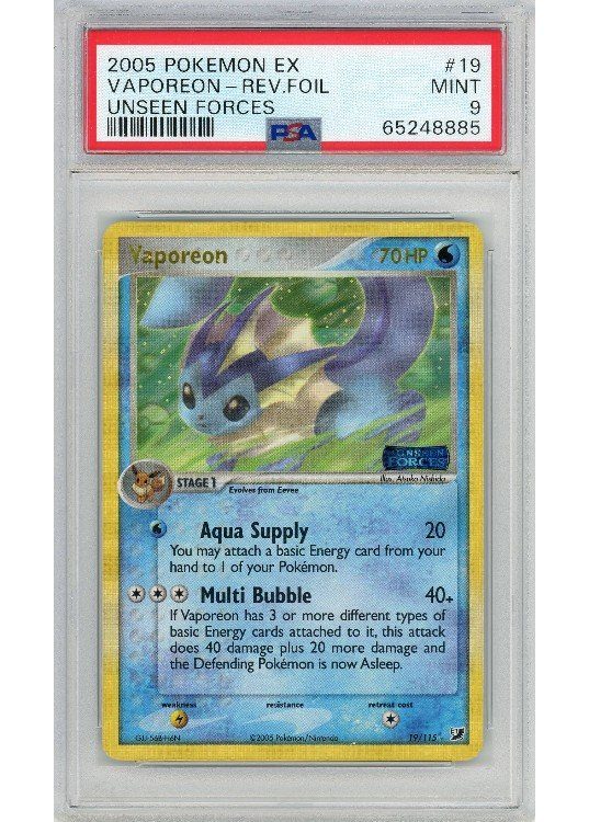 Vaporeon – 19/115 – Reverse Foil – PSA 9