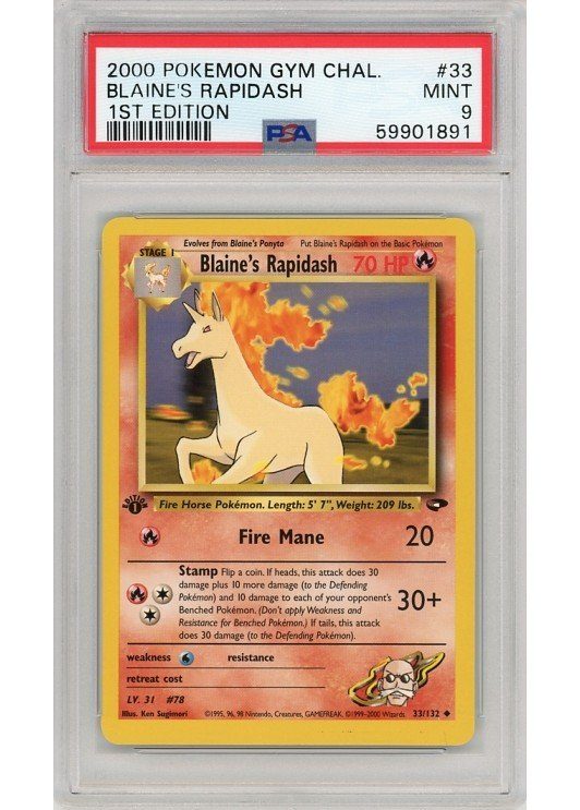 Blaine's Rapidash 33/132 1st Edition PSA 9
